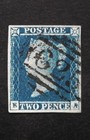 Queen Victoria Gb 2d Blue Sg 14 Used 4 Marg  Constant Flaws Ivory Head Superb Vf