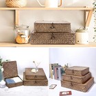W u Flat Wicker Basket Bins With Lid