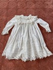 Antique Victorian Edwardian White Cotton Baby Dress Christening Gown
