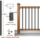 25 Pack 36  Black Aluminum Rectangle Deck Balusters With End Caps stainless   