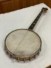 Vintage Unbranded Tenor 4-string Banjo Project W open Back   Inlays   Hard Case