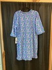 Beachtime By Lulu B Xl Ruffle Neck 3 4 Sleeve Blue Starfish Dress