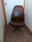 Two  2  Mid Century Modern Leather Rolling Chairs