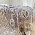 1806 Antique French Toile Jouy Quilt Boutis Pique Textile Purple Toile Fabric P