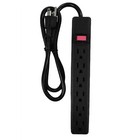 6-outlet Power Strip With 2 5 Ft Extension Cord  Surge Protector  Flat Plug  Etl