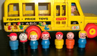 Vintage Original 1965 Fisher Price Little People  192 School Bus W 6 Kids   Dog