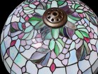 Tiffany Style Stained Glass Lamp Shade 12  Iridescent Purple Grape Green Vintage