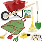 Kids Gardening Wheelbarrow Set  Metal   Wooden Garden Tools For Kids Ages 3-8   
