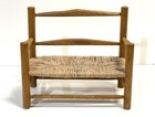 Vintage Miniature Rush Seat Settee Handmade Doll Teddy Bear Rustic Farmhouse