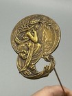 Antique Art Nouveau Mucha-inspired Woman Hatpin Brass Stamped Antique Hat Pin