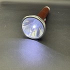 Vintage Tiger Head Flashlight- Chrome Plated W leather Covered Handle