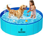 Sloosh 48  Foldable Dog Pool     Hard Plastic Kiddie Pet Bath Tub  Anti-slip Blue