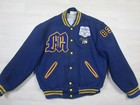Vintage Wool Varsity Jacket Large Blue 1980s Chainstitch High School Band W pins