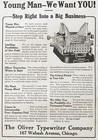 Young Man We Want You  To Sell Oliver Typewriter No 3 Model Antique1906 Print Ad