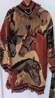 Women   s Tapestry Jacket Horse Equestrian Long Fringe Os Yellowstone 42x35 Vtg