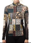Nwt   Kastel Denmark Patchwork Long Sleeve  1 4 Zip  Shirt   Size S    98