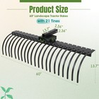 60  Landscape Rock Rake 3 Point  Attach Rake For Compact Tractors Category 1