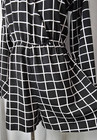 Boohoo Short Romper V-neck Black White Plaid Windowpane Clueless 90s Ruffle L 12