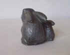 Small Miniature Pewter Rabbits Bunnies Mother And Baby  Figurine