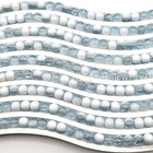 Light Blue And White 8mm Round Glass Lampwork   Crystal Beads     15 Inch Strand