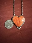 Chassity Belone Navajo Sterling Silver Heart Pendant W  Spiny Oyster