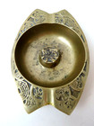 Antique Vintage Heavy Weight Solid Brass Asian Theme Ashtray