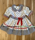 Vintage Girls 3t Dress Red  White   Blue Patriotic Toddler Polka Dot Dress
