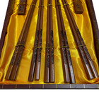 Chinese Style Wooden Chopstick Set Carved Dragon Phoenix Designs Matching Rests