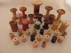 Lot Of 32 Vintage Wooden Sewing Thread Empty Spools Various Sizes Brands