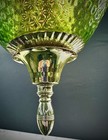 Vtg Lamp Swag Lamp Green Hanging Light Glass  Pendant Mid Century Plug In