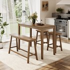 Farmhouse Dining Table Set For 4 With Bench 2 Chairs Counter Height Solid Wood