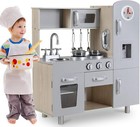 Wooden Play Kitchen For Kids Pretend Toddler Cooking Playset W sounds   Lights