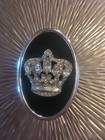 Vtg Evans Deco Silver Crown Wristlet Rhinestone Cigarette Card Makeup Case 