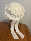Vtg Little Girl s White Millinery Flowers Lace Easter Church Wedding Bonnet Hat