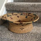 Vintage Older Wide Flare Rim Coiled Woven Southwestern Polychrome Basket