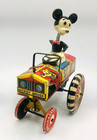 Vintage 1940s Marx Celluloid Mickey Mouse Dipsy Car Wind Up Toy Bobblehead Rare