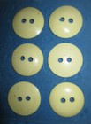 Set Of 6 Vtg   Antique Large Pale Yellow Cream Curved Round 2 Hole Buttons  1 5 