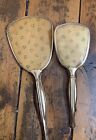 Vintage Gold Plated Floral Motif Brush And Mirror Vanity Set