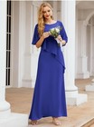 New Chiffon Overlay Cape Mother Of The Bride Wedding Dress Gown Royal Blue 12 14