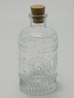 Clear Detailed Design Vintage Style Glass Round Apothecary Jar W  Cork H   5 5in