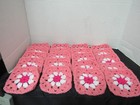 Lot Of 40 5    Crochet Granny Squares Blocks  Floral Pattern  Lt  Dk  Pink  White