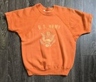 Vintage 1950s 1960s Us Army Short Sleeve Sweatshirt Orange Medium True Vtg