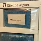 Vintage Etienne Aigner 3-piece Set Teal Crocodile Embossed Checkbook Clutch New