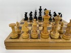 Vintage Wooden Chess Set Folding Board Wood Pieces Not Complete Classic Game