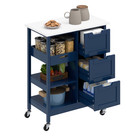 Uforic Wood Rolling Kitchen Cart  Mobile Storage Trolley With Drawers   Shelves 