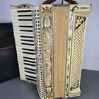 Vintage Sherman Clay   Co Piano Button Accordion Cream Celluloid Ornate W  Case