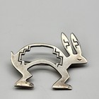 Stunning Vintage Navajo Sterling Silver Rabbit Bunny Brooch Pin Easter Animal 