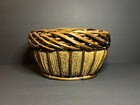 Vintage Brown Oval Round Woven Wicker Rattan   Jute Decorative Basket 6 25 X 11 