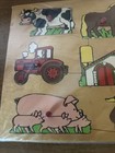 Vtg Simplex Wooden Farm Peg Puzzle Made In Holland 8-piece Barn Pig Tractor