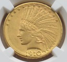 1910 D  10 Gold Indian Head Eagle Coin - Ngc Ms62 - Cert  8446396-004
